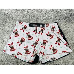 Santas Treasures 2pk Womens Sleep Boxer Shorts Gray Dogs & Black Size XLarge